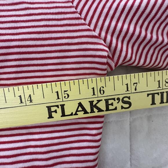 clothes Shirt Womens Medium Red White Striped Button Front V-Neck Retro Preppy - Picture 9 of 12